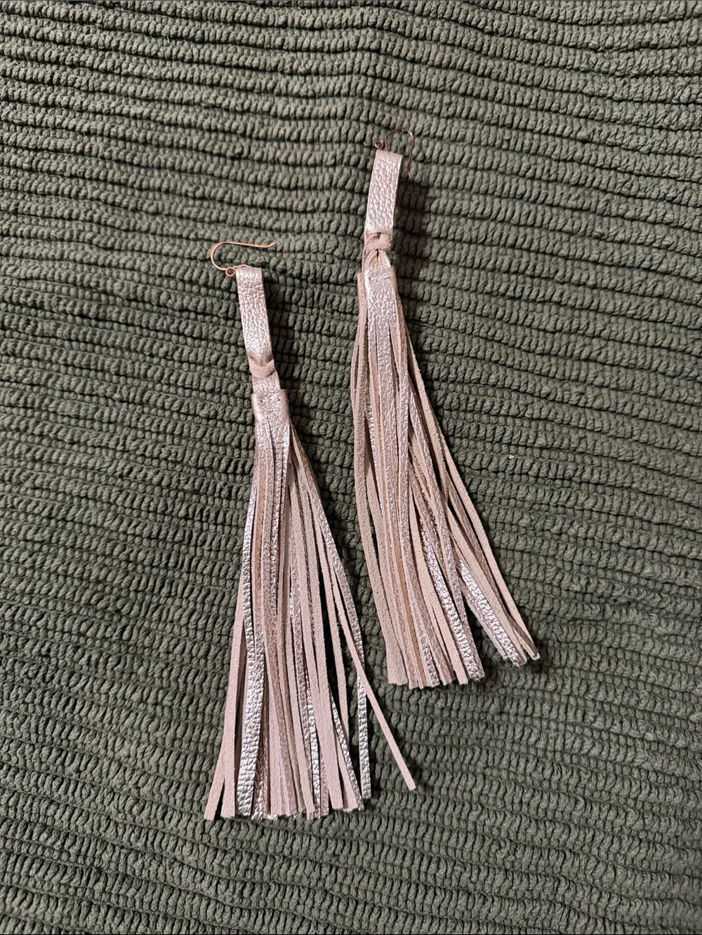 Saddle Tramp Metallic Gold Tassel Leather Drop Earrings